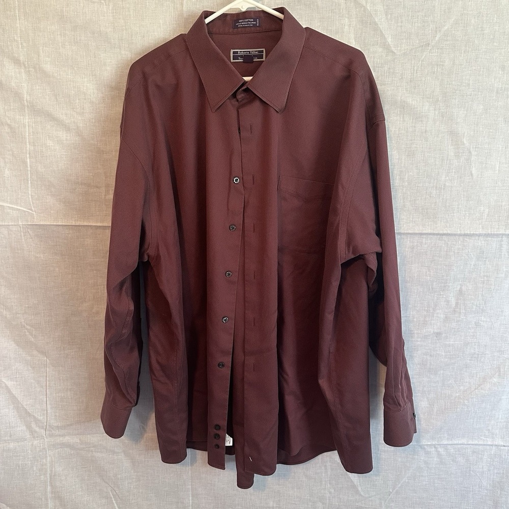 Roberto Villini Non-Iron Travel Collection Men's 19 34/35 Big Burgundy